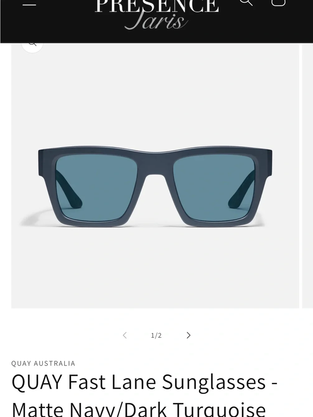 Quay Fast Lane Rectangular Unisex Sunglasses in Matte Navy with Blue Lenses